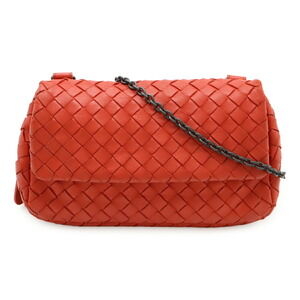BOTTEGA VENETA Red Leather Intrecciato Pochette Shoulder Bag